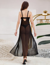 Load image into Gallery viewer, Long Split Nightgown Black Mesh Lace (14-16) 2xl
