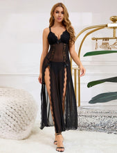 Load image into Gallery viewer, Long Split Nightgown Black Mesh Lace (14-16) 2xl
