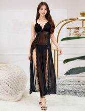 Load image into Gallery viewer, Long Split Nightgown Black Mesh Lace(12-14) Xl
