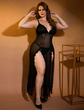 Load image into Gallery viewer, Long Split Nightgown Black Mesh Lace (16-18) 3xl

