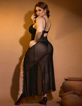 Load image into Gallery viewer, Long Split Nightgown Black Mesh Lace (14-16) 2xl
