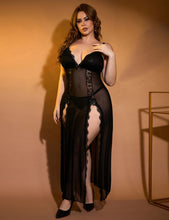 Load image into Gallery viewer, Long Split Nightgown Black Mesh Lace (14-16) 2xl
