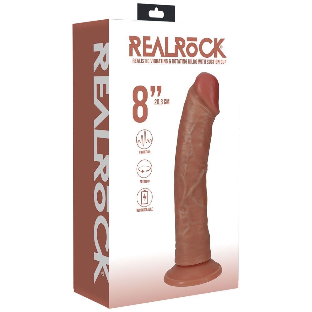 Load image into Gallery viewer, Realrock 8" Vibrating + Rotating Cock Tan (20cm)