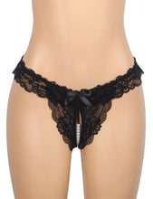 Load image into Gallery viewer, Lace Pearl Panty Black (8-10) M
