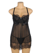 Load image into Gallery viewer, Push Up Babydoll Black Eyelash Lace (10-12) L
