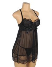 Load image into Gallery viewer, Push Up Babydoll Black Eyelash Lace (10-12) L
