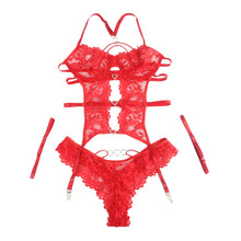 Load image into Gallery viewer, Red Lace Sexy Garter Set (14-16) 2xl
