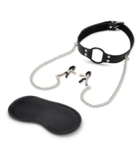 Load image into Gallery viewer, Lux Fetish Open Mouth Gag With Nipple Clips
