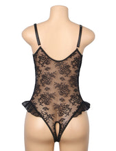 Load image into Gallery viewer, Ruffled Teddy Black (10-12) L Lace Mesh
