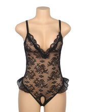 Load image into Gallery viewer, Ruffled Teddy Black (10-12) L Lace Mesh
