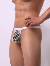 Load image into Gallery viewer, Men's Fishnet Thong White L
