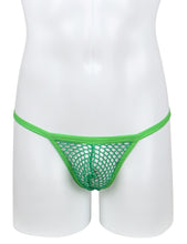 Load image into Gallery viewer, Men's Fishnet Thong Green L
