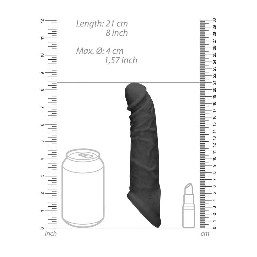 Load image into Gallery viewer, Realrock 8'' Realistic Penis Extender With Rings Black