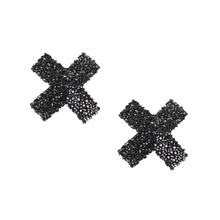 Load image into Gallery viewer, Nipple Cover Black Cross Sparkle

