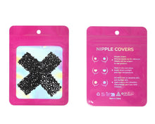 Load image into Gallery viewer, Nipple Cover Black Cross Sparkle
