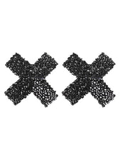 Load image into Gallery viewer, Nipple Cover Black Cross Sparkle
