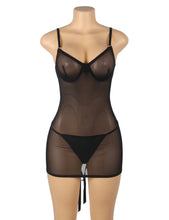 Load image into Gallery viewer, Mesh Lace-up Chemise Black (18-22)4xl/5xl
