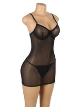 Load image into Gallery viewer, Mesh Lace-up Chemise Black (18-22)4xl/5xl
