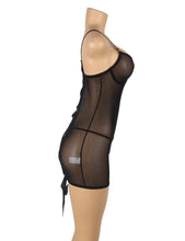 Load image into Gallery viewer, Mesh Lace-up Chemise Black (18-22)4xl/5xl
