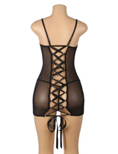 Load image into Gallery viewer, Mesh Lace-up Chemise Black (18-22)4xl/5xl
