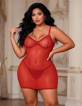 Load image into Gallery viewer, Mesh Lace-up Chemise Red (18-22)4xl/5xl
