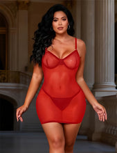 Load image into Gallery viewer, Mesh Lace-up Chemise Red (14-18)2xl/3xl
