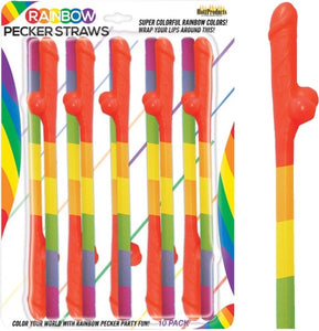 Rainbow Pecker Straws (10pk)