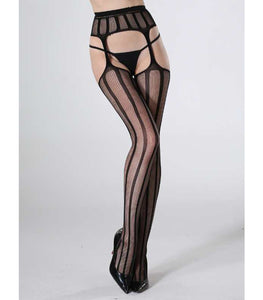 Fishnet Thigh High Stockings With Attached Garter