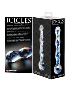 Icicles No. 8 - Glass Massager Clear / Blue