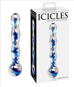 Icicles No. 8 - Glass Massager Clear / Blue