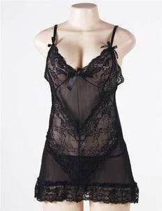 Black Floral Lace Babydoll (8) M