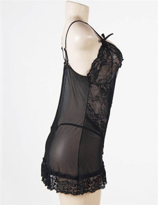 Black Floral Lace Babydoll (8) M