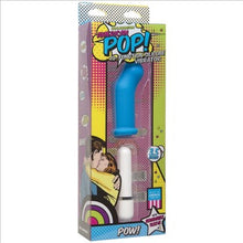 Load image into Gallery viewer, American Pop! Pow! 10 Function Silicone Vibrator 3.5&quot; Blue
