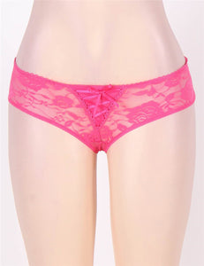Pink Lace Open Crotch Panty (12-14) Xl