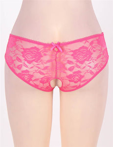 Pink Lace Open Crotch Panty (12-14) Xl