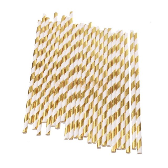 25pcs Gold Foil Straws
