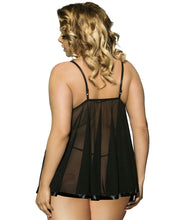 Load image into Gallery viewer, Black Floral Bra Babydoll (12) Xl
