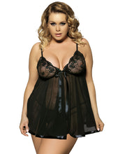 Load image into Gallery viewer, Black Floral Bra Babydoll (12) Xl
