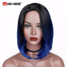 Load image into Gallery viewer, Wignee Ombre Blue/ Black 14&quot; Bob

