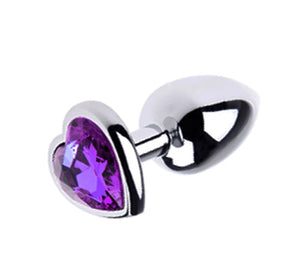 Heart Jeweled Butt Plug Small Purple