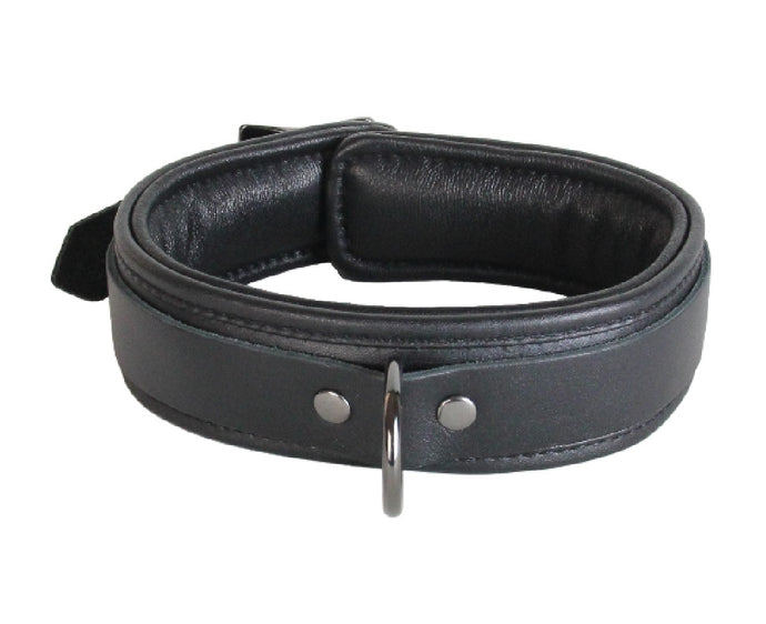 Black Leather Collar - Pewter