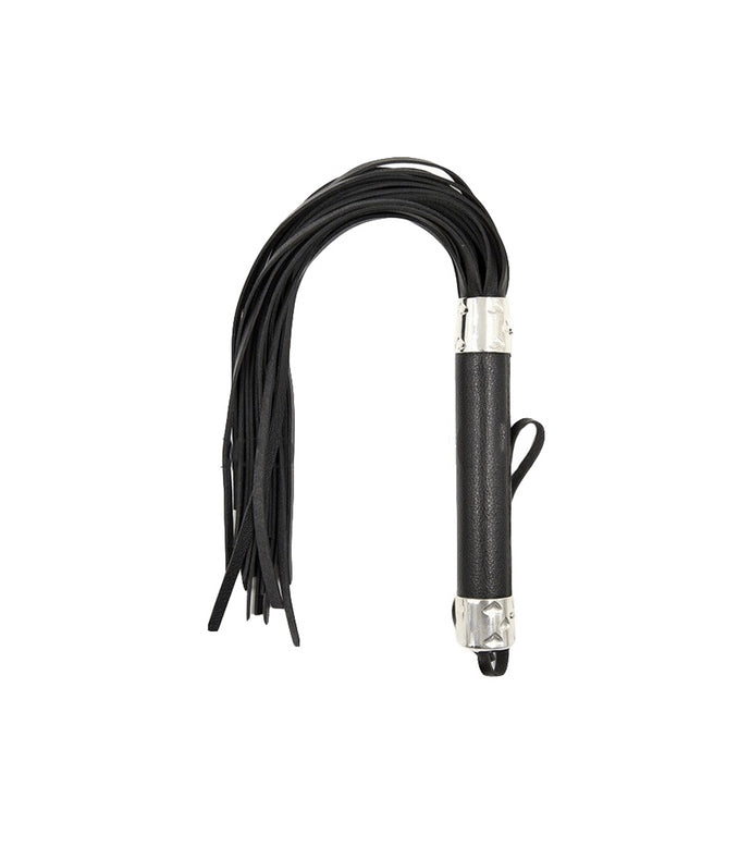 Pu Flogger Black + Metal Heart