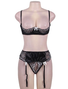 Black Open Bust Bra Set (20-22) 5xl