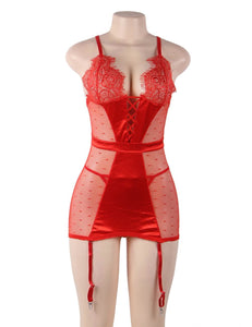 Red Satin Lace Babydoll (16-18) 3xl