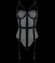 Load image into Gallery viewer, Muse Black Mesh Suspender Teddy Med
