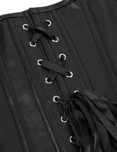Black Leather Look Corset (14) Xl