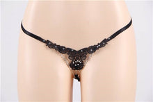 Load image into Gallery viewer, Black Floral G-string &amp; Bead (12-14) Xl
