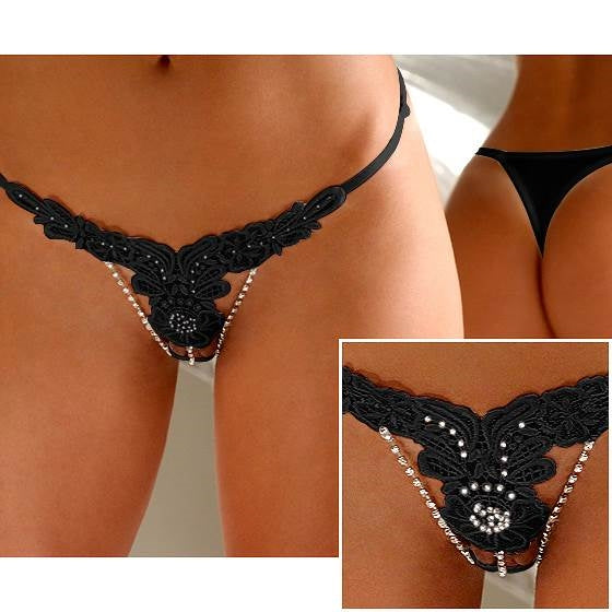 Black Floral G-string & Bead (18) 3xl