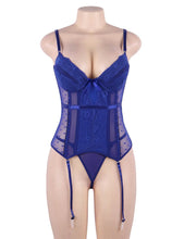 Load image into Gallery viewer, Deluxe Satin &amp; Lace Corset Blue (16) 2xl

