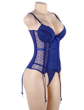 Load image into Gallery viewer, Deluxe Satin &amp; Lace Corset Blue (18) 3xl
